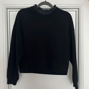 We Are Sundays Black Ruffle Neck Sweatshirt